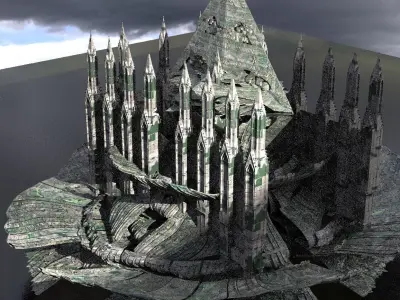 Alien Moss Ruins Tower Cathedral exterior 3D model