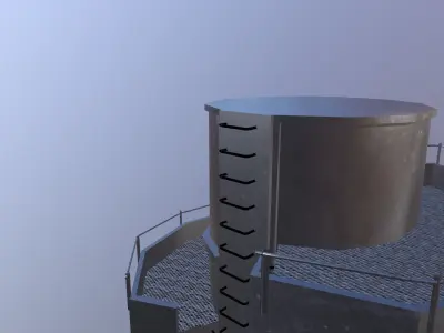 warehousing metal tower with stairs Free low-poly 3D model