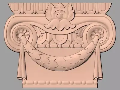 Door Post flower 3D STL Model for CNC Router Carving E957 3D model