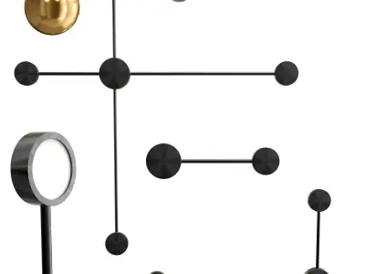 Satellite wall hooks - gold 3D model