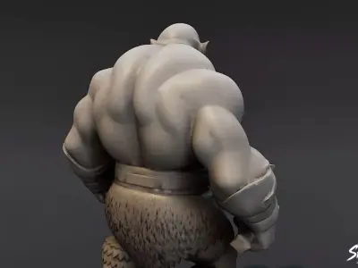 Ogre Warrior Attack Ready Statue Low-poly 3D model