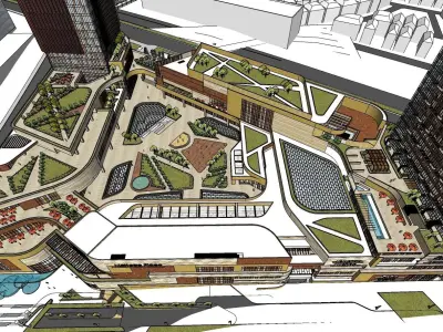 shopping mall roof top landscape 3D model
