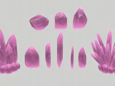 Crystal Set cube Low-poly 3D model