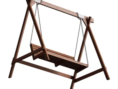 Wooden park swing 3D model