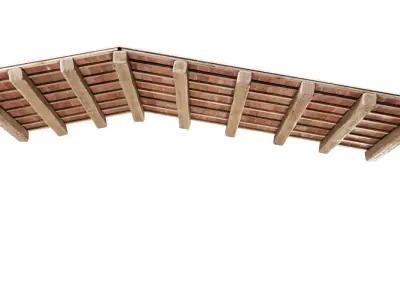 Wooden ceiling with ceramic tiles  3D model