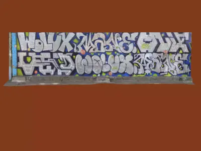 Long wall with graffiti photogrammetry  3D model