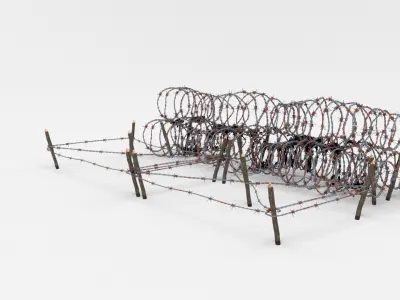 Low Poly Barb Wire Obstacle Low-poly 3D model