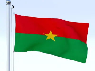 Animated Burkina Faso Flag Low-poly 3D model