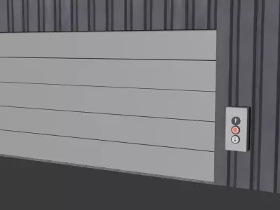 Industrial Warehouse Animated Sectional Doors and Control Panel Free 3D model