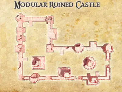 Modular Ruined Castle  28 mm Tabletop Terrain 3D print model