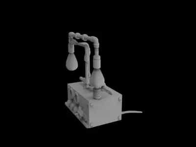 Steampunk Industrial Dual Bulb Lamp  3D print model
