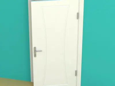 Door-3 door open on wall 3D model