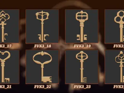 60 Vintage key 3D Model vol 3 3D model