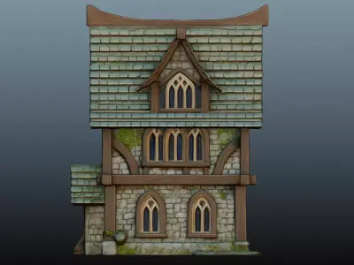 Mediaval fantasy stone house  High-Poly 3D model