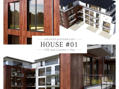 House 01 for Cinema 4D with Corona and V-Ray 3D model