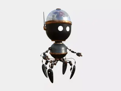 Brain Robot G01 Black Copper - SciFi Character Design Low-poly 3D model