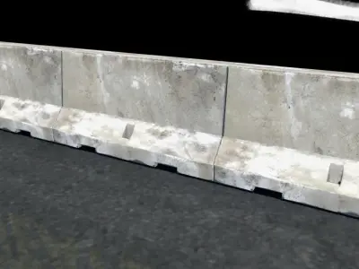PBR Barrier concrete on side of road Low-poly 3D model