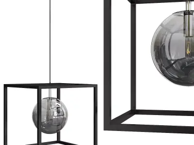 Fluid Pendant Light in Black and Polished Chrome Low-poly 3D model