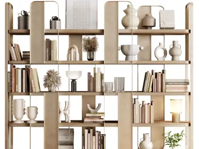 Giselle Cabinets - Golden Metal Shelves Decorative  Low-poly 3D model