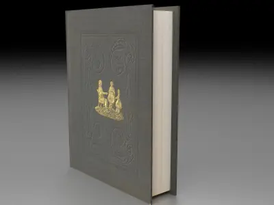 book 3d model low poly with gold lettering on cover Free low-poly 3D model