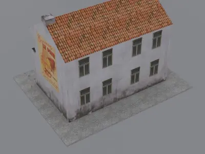 World War 2 Damaged Building Low-poly 3D model