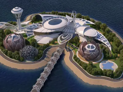 0077 - Future City Island 01 - 2D Drawing - 3D Files 3D model