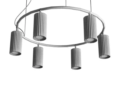 LUPS 6 Head Round Nordic Spot Chandelier Low-poly 3D model