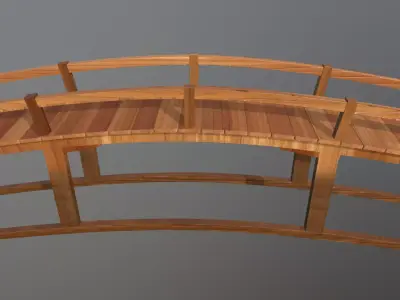 Asian Wood Bridge Low-poly 3D model