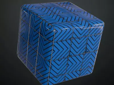 Modern Glossy Cobalt Blue Chevron Accent Tiles PBR Seamless Texture