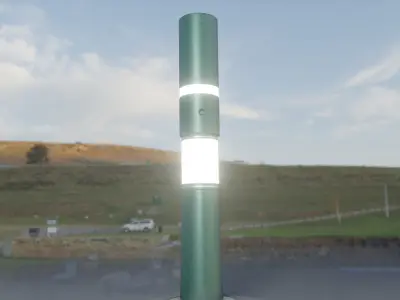 Low-Poly Moss Green Light Column 29 - Street Light Set-9 Low-poly 3D model