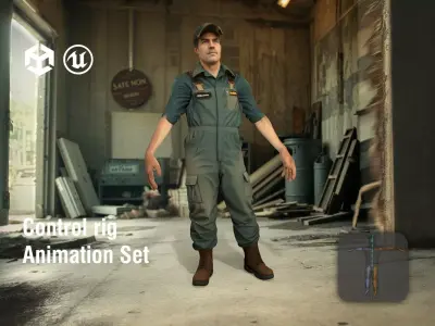 Biofuel Mechanic Survivor in Heavy Work Jumpsuit Low-poly 3D model