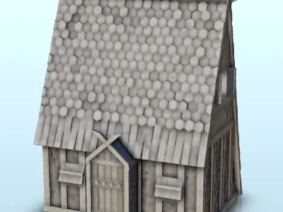 Viking house with high roof and big chimney 1 3D print model