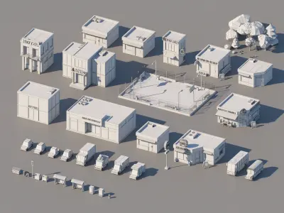 Low Poly City Pack Low-poly 3D model