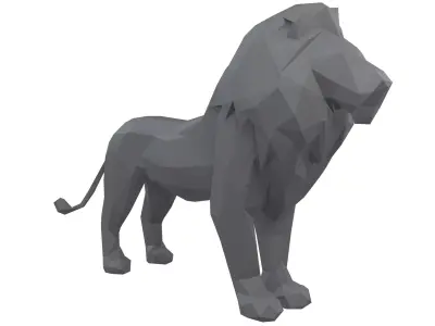 Low Poly Lion Statue v1 001 Low-poly 3D model