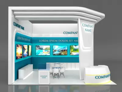 Booth Exhibition Stand Stall 7x7m Height 500 cm 2 Side Open 3D model