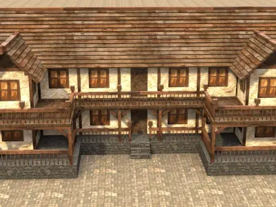 old house medieval low poly 3d Low-poly 3D model