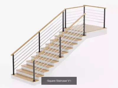3 Square Staircases Collection - Modular Modern Staircases 3D Model Pack