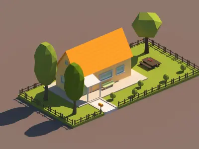Cartoon Low Poly Garden House Package Low-poly 3D model