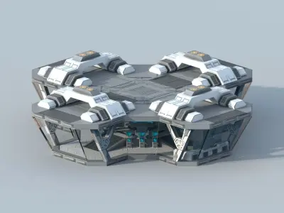 Sci-Fi Military Building - Control Room Low-poly 3D model