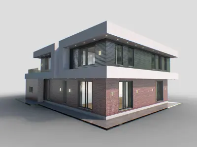 H0001 High-Tech Residence Low-poly 3D model