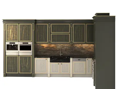 kitchen with cabinets and counter tops Free 3D model