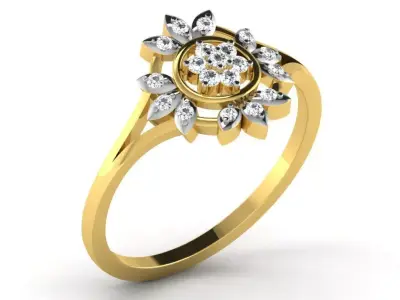 Light Weight Yellow Gold Diamond Ring  -DR-6279 3D print model