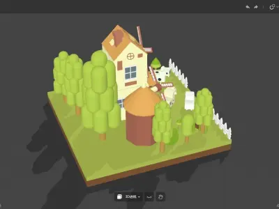 lowpoly Wind farms Free 3D model