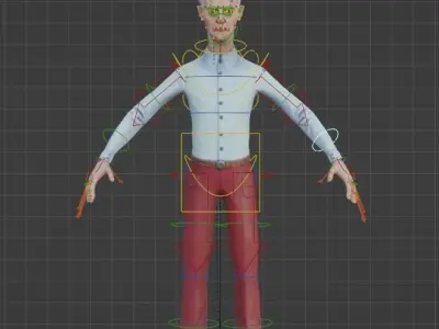 Cyberpunk character in 80s style - LowPoly - GameReady - Riged Low-poly 3D model