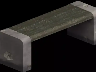 Park Bench 04 - Apocalyptic Low-poly 3D model