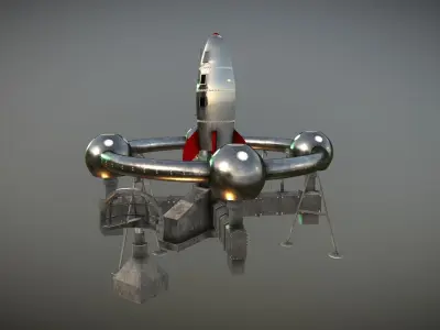 Retro Sci-Fi Moonbase Low-poly 3D model