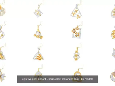 66 Light weight Pendant Charms 3dm stl render pack
