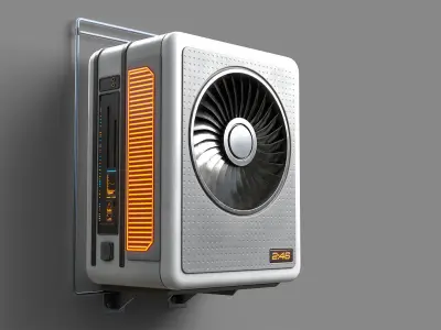 Sci-Fi Cyberpunk Air Conditioners 3 Pack Low-poly 3D model