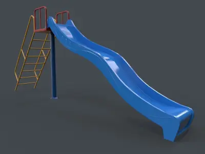 PBR Modular Outdoor Straight and Wave Slide A Low-poly 3D model