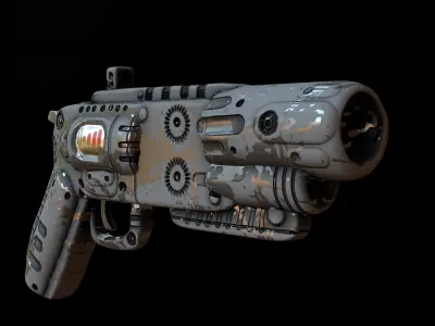 Gun scifi 3d model scifi Low-poly Low-poly 3D model Low-poly 3D model